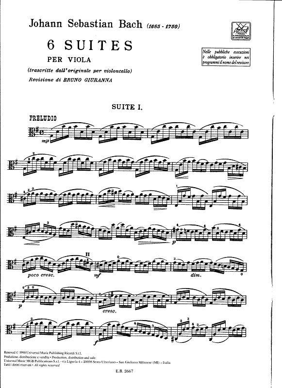 6 Suites per Viola BWV 1007 - 1012 - pro violu